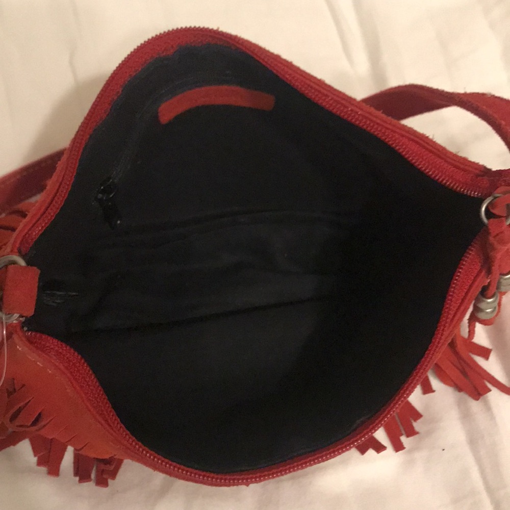 Nine West faux leather shoulder purse w/ fringe - Picture 6 of 8